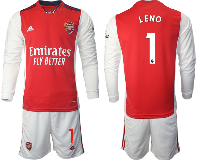 Men 2021-2022 Club Arsenal home red Long Sleeve #1 Soccer Jersey->arsenal jersey->Soccer Club Jersey